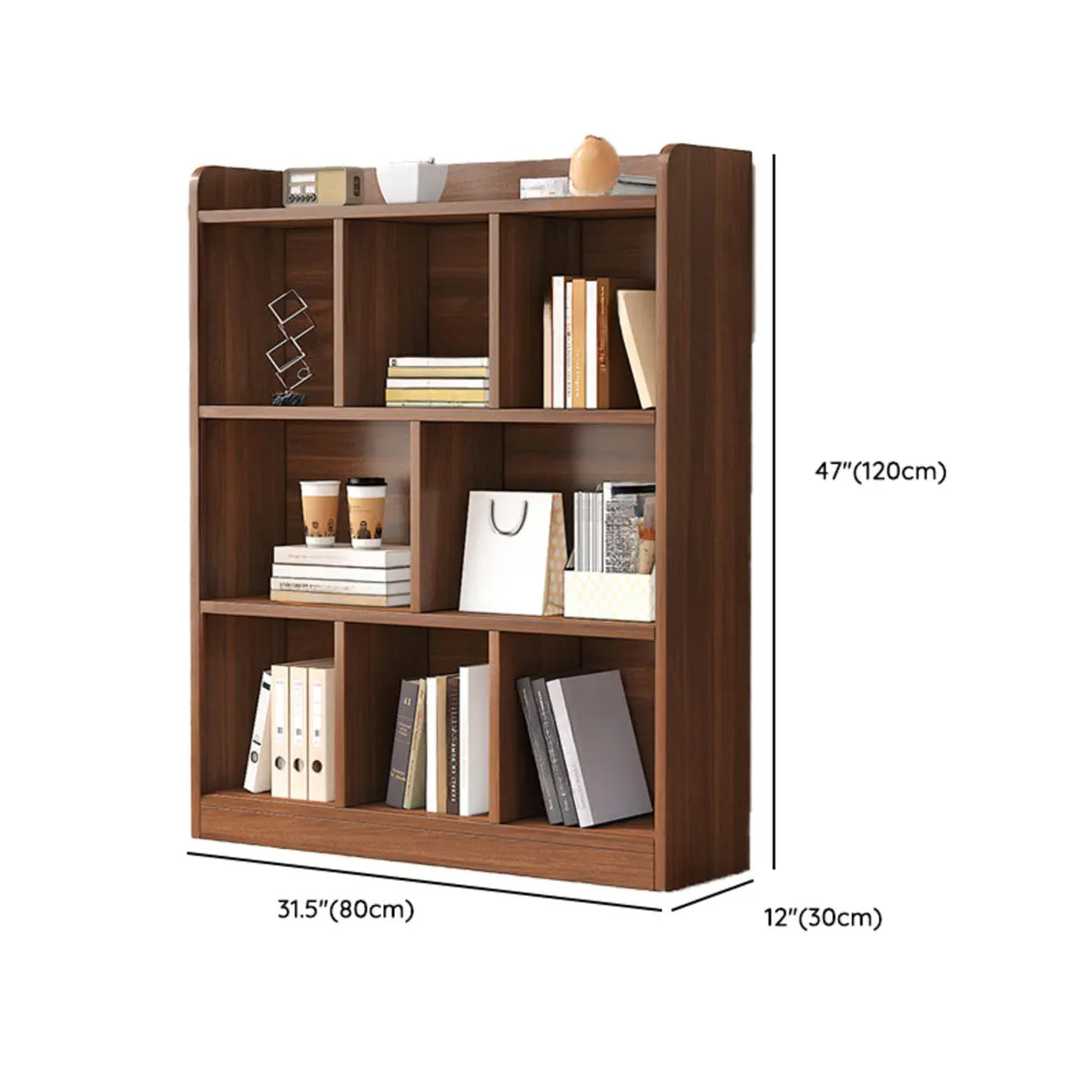 Simple Brown Horizontal Wood Organizing Short Bookcase Image - 14