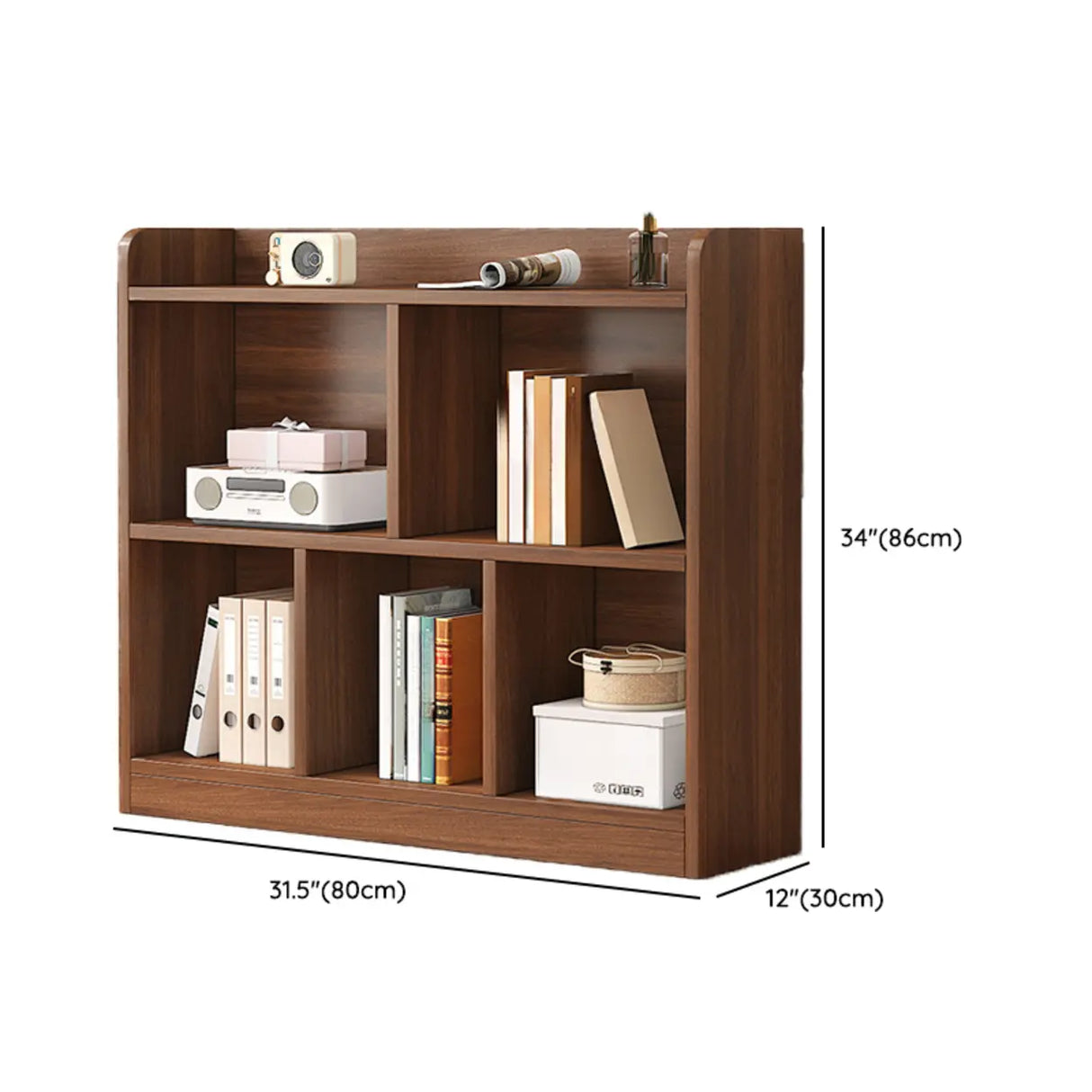 Simple Brown Horizontal Wood Organizing Short Bookcase Image - 15