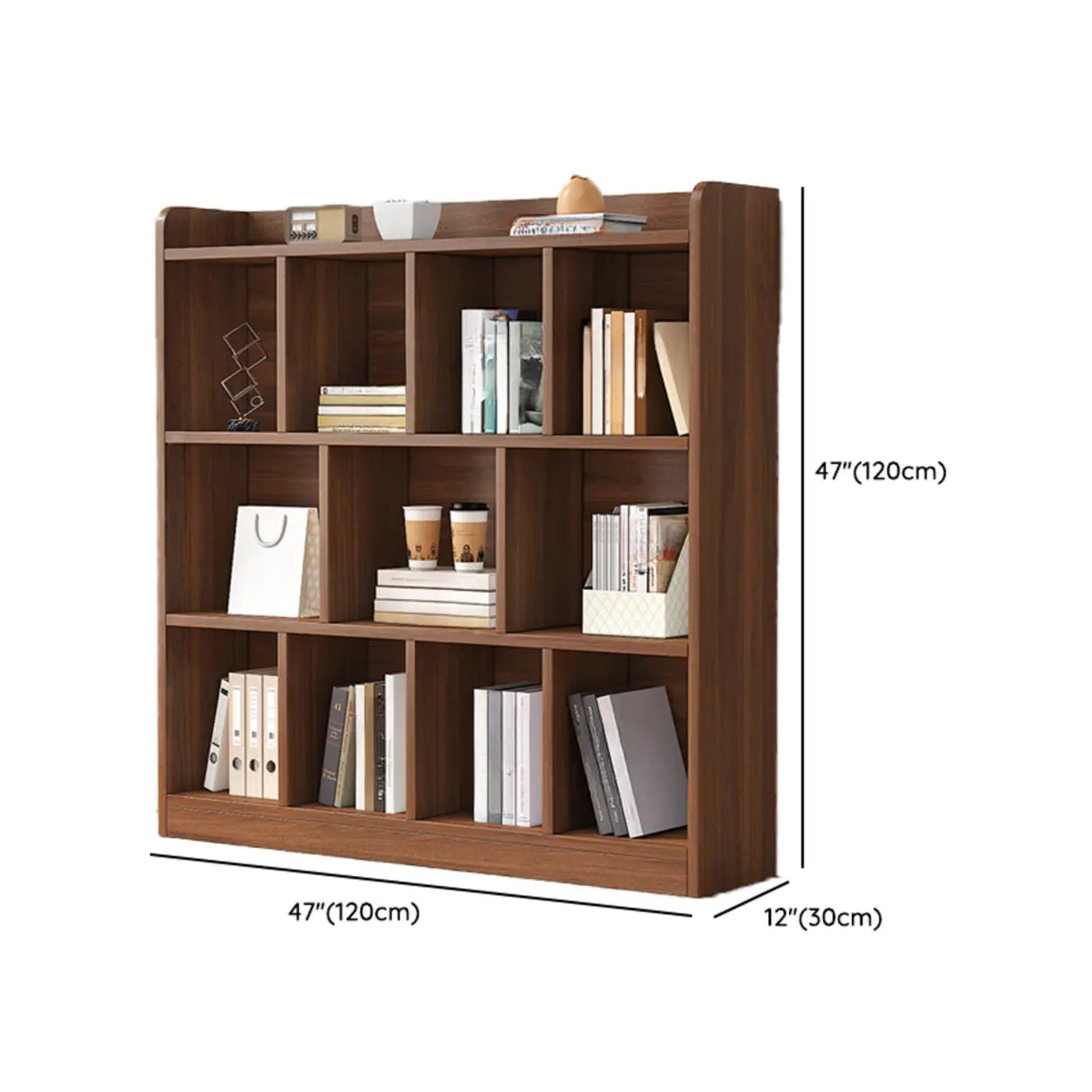 Simple Brown Horizontal Wood Organizing Short Bookcase Image - 16