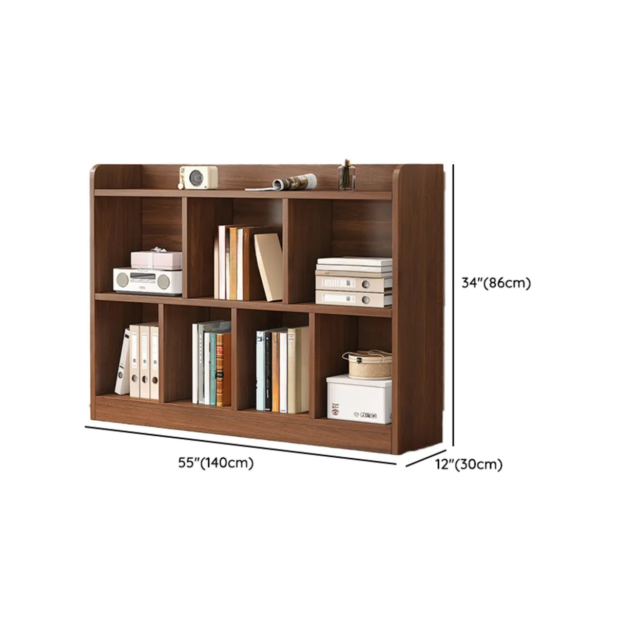 Simple Brown Horizontal Wood Organizing Short Bookcase Image - 18