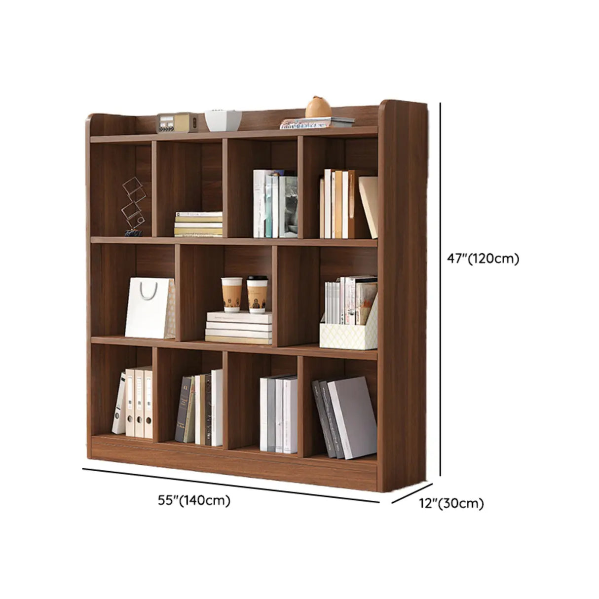 Simple Brown Horizontal Wood Organizing Short Bookcase Image - 22