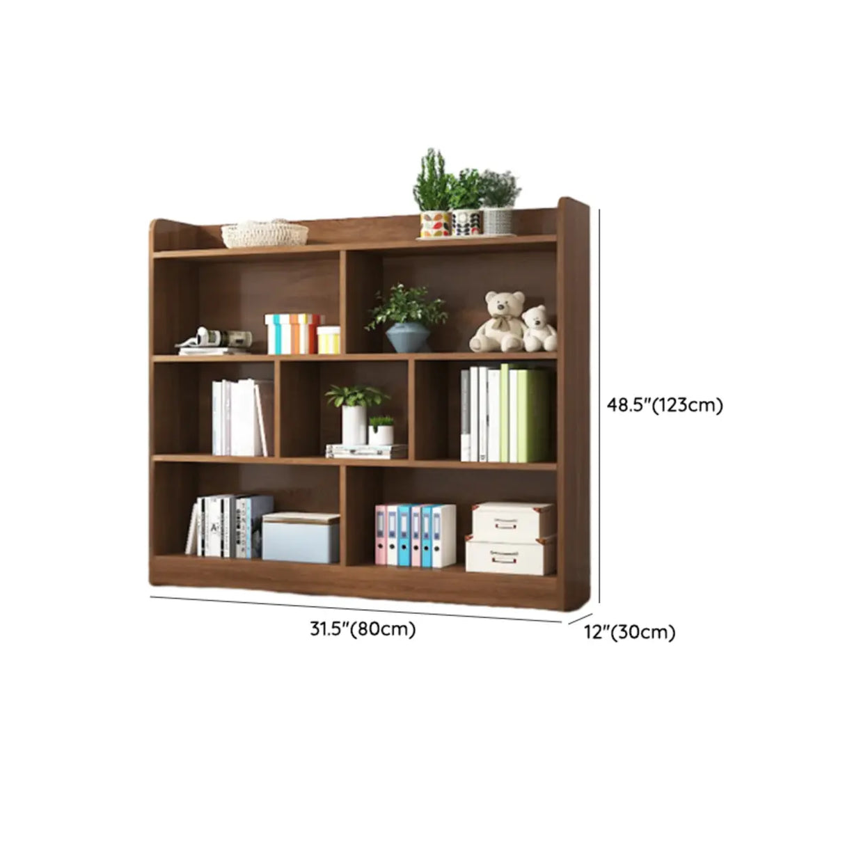 Simple Brown Lumber Horizontal Rectangular Bookcase Image - 22