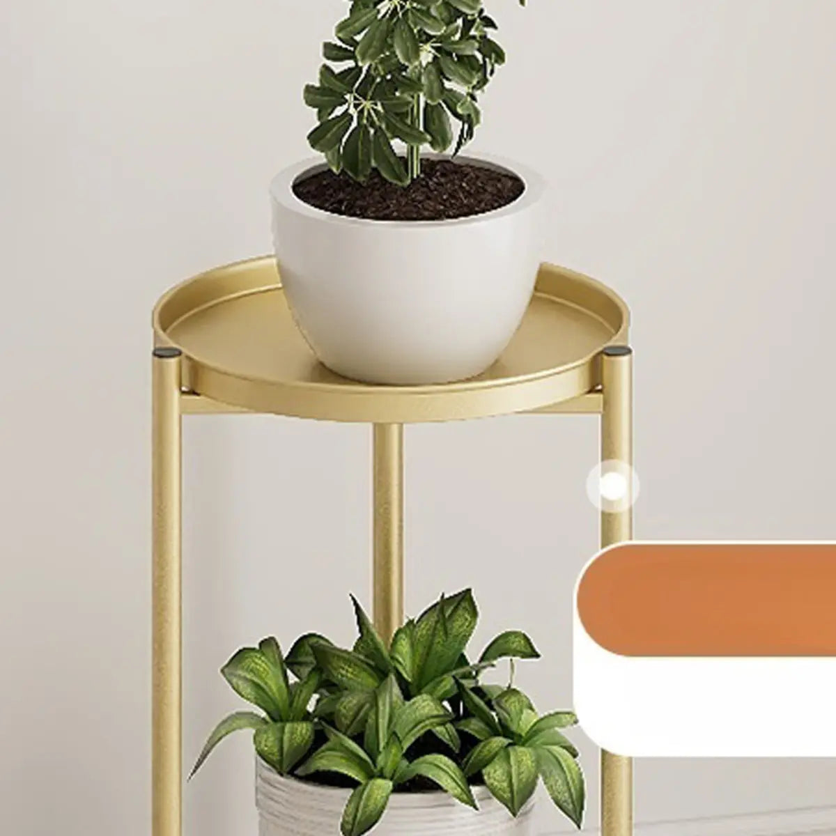 Simple Circular 2 Tiers Metal Plant Stand Indoor White Image - 14