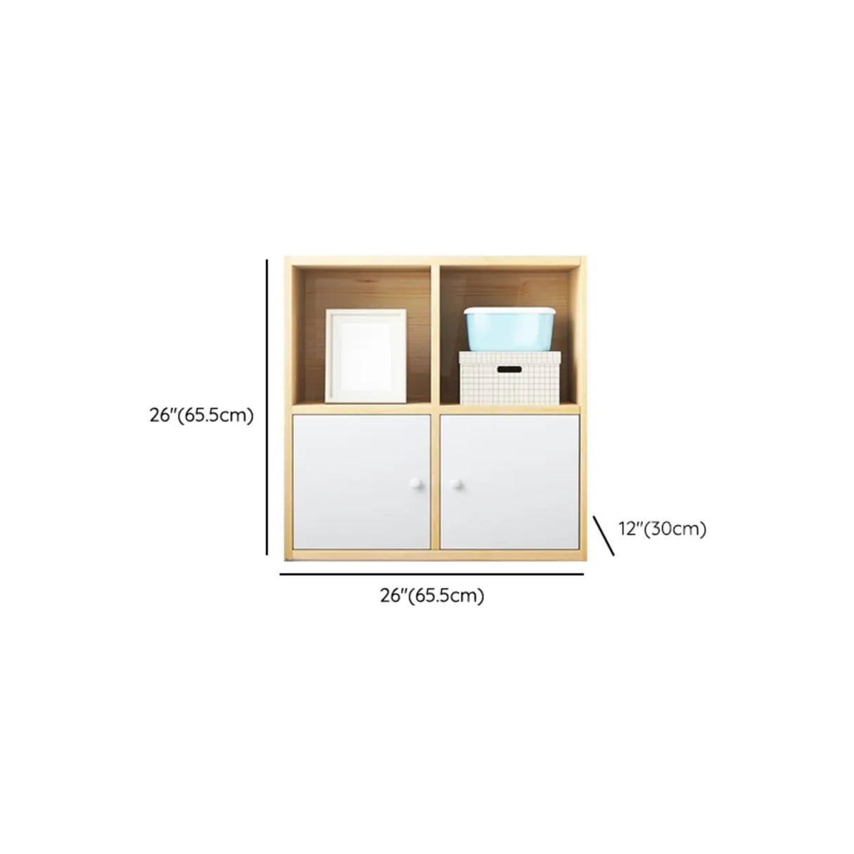 Simple Closed Back Cube Wood Storage Wide Bookcase