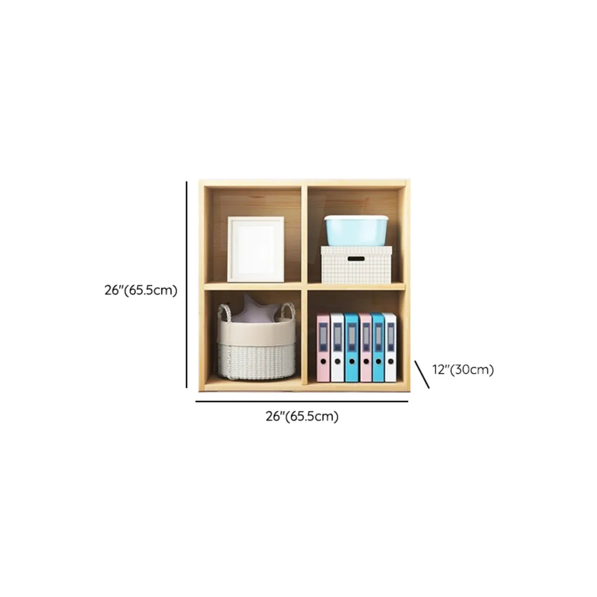 Simple Closed Back Cube Wood Storage Wide Bookcase Image - 21