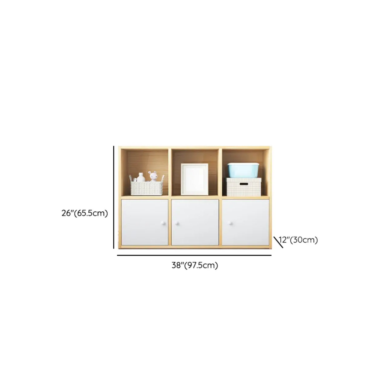 Simple Closed Back Cube Wood Storage Wide Bookcase Image - 22