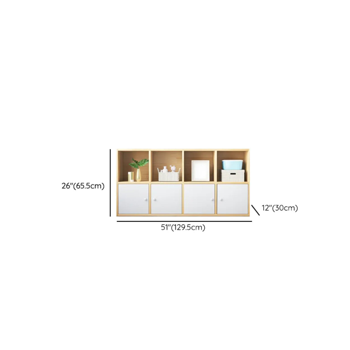 Simple Closed Back Cube Wood Storage Wide Bookcase Image - 24