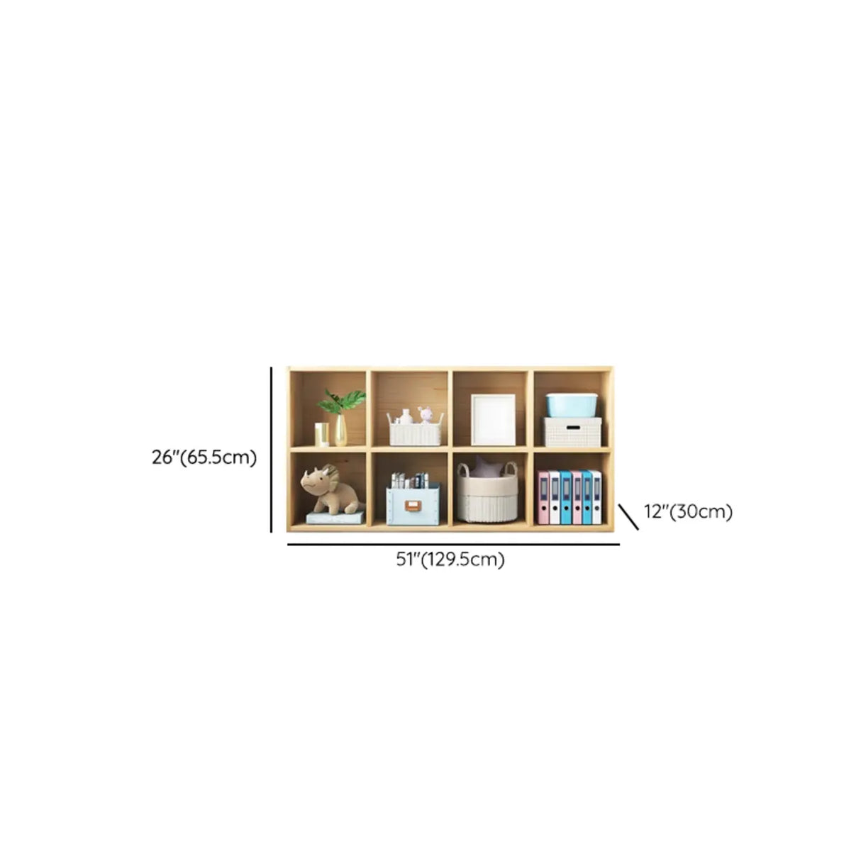 Simple Closed Back Cube Wood Storage Wide Bookcase Image - 25