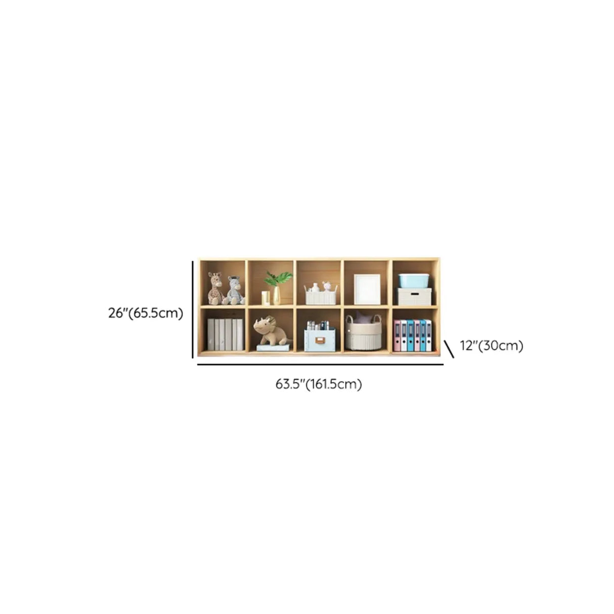 Simple Closed Back Cube Wood Storage Wide Bookcase Image - 27