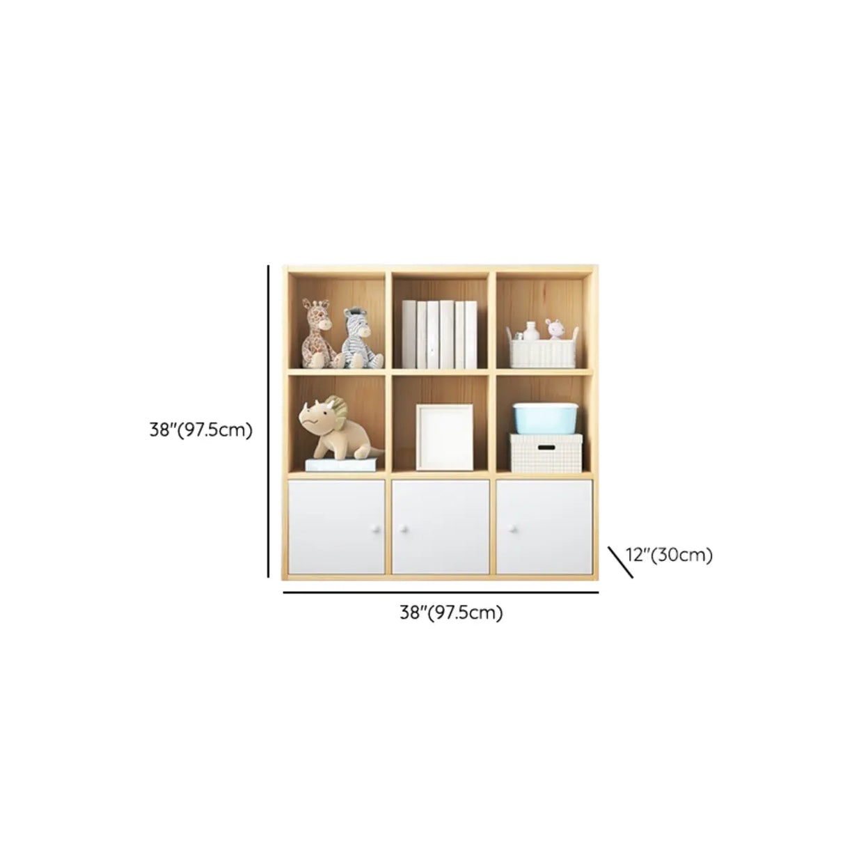 Simple Closed Back Cube Wood Storage Wide Bookcase Image - 28