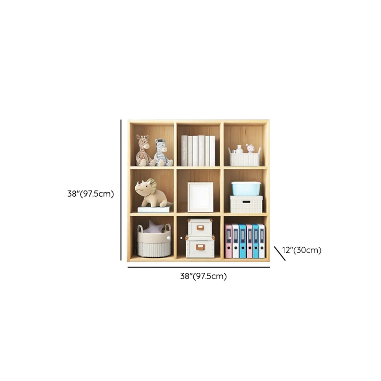 Simple Closed Back Cube Wood Storage Wide Bookcase Image - 29