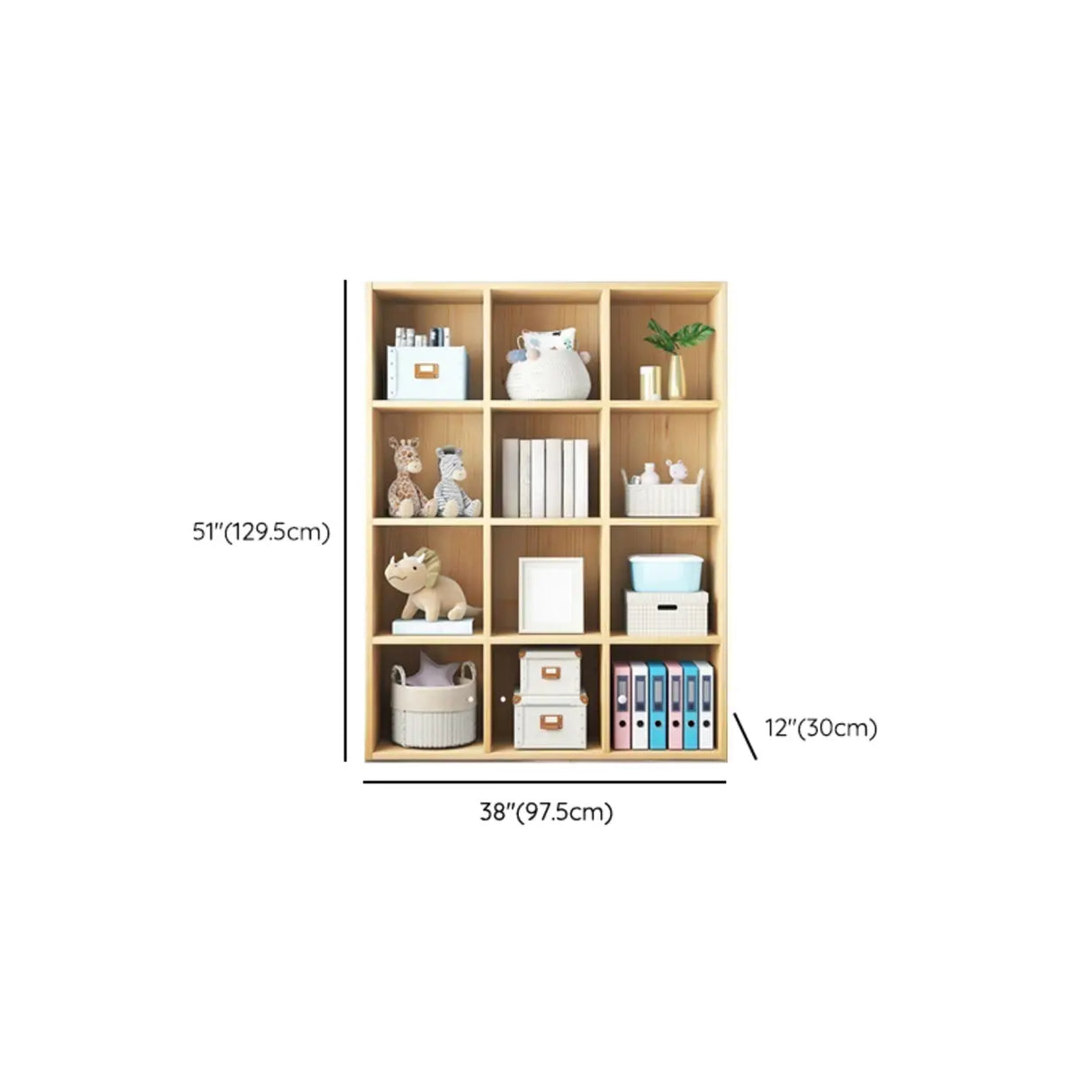 Simple Closed Back Cube Wood Storage Wide Bookcase Image - 31