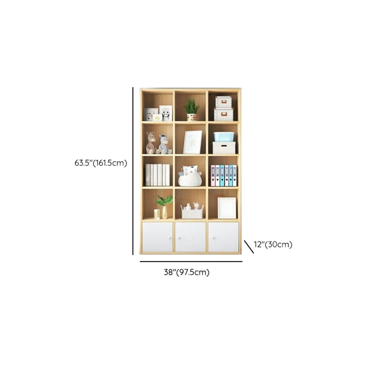 Simple Closed Back Cube Wood Storage Wide Bookcase Image - 32