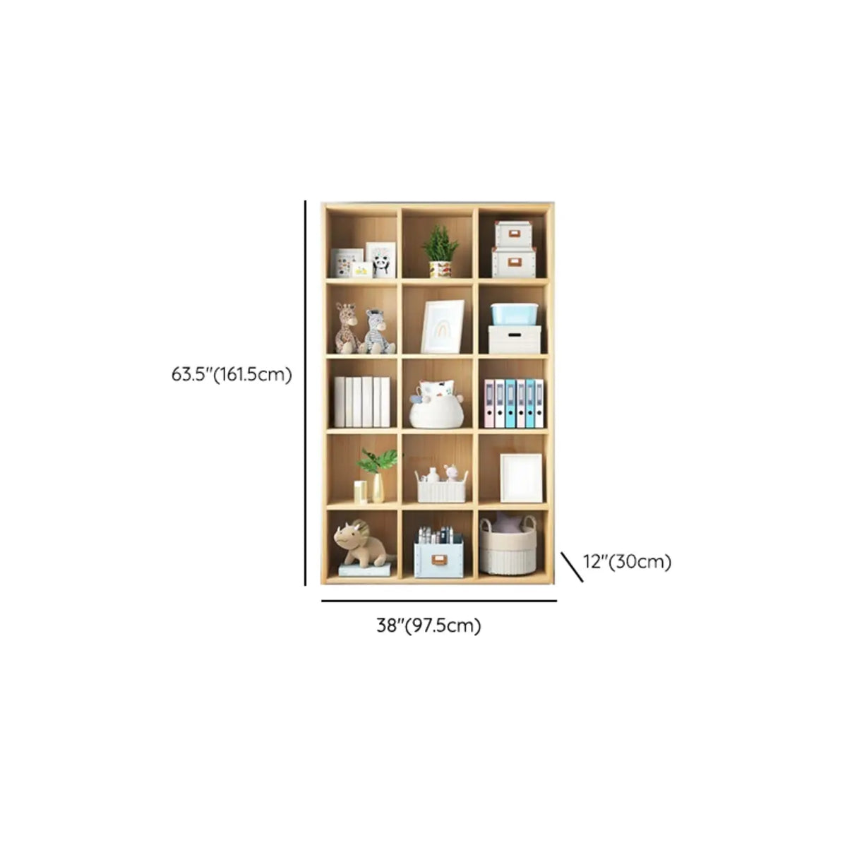 Simple Closed Back Cube Wood Storage Wide Bookcase Image - 33