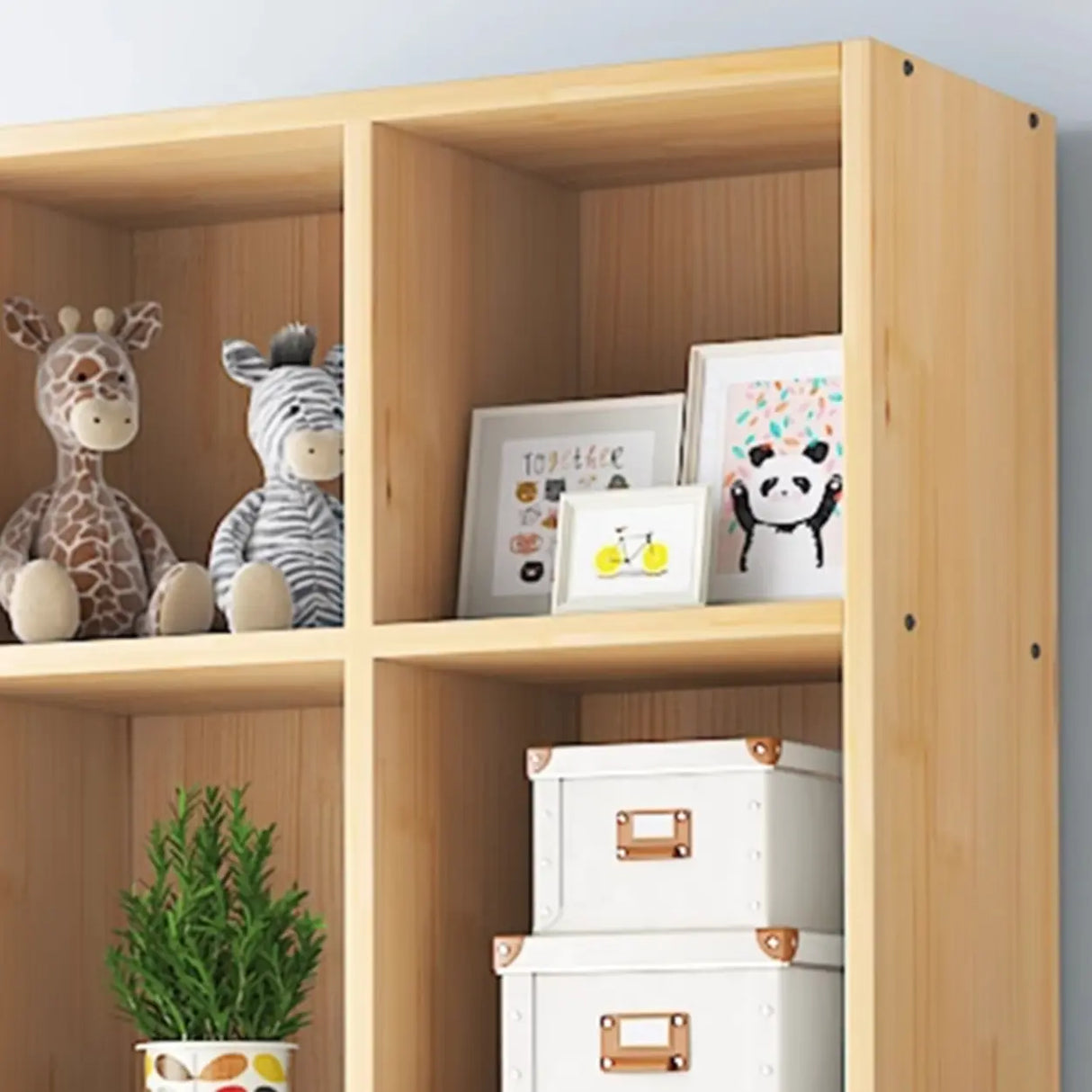 Simple Closed Back Cube Wood Storage Wide Bookcase Image - 8