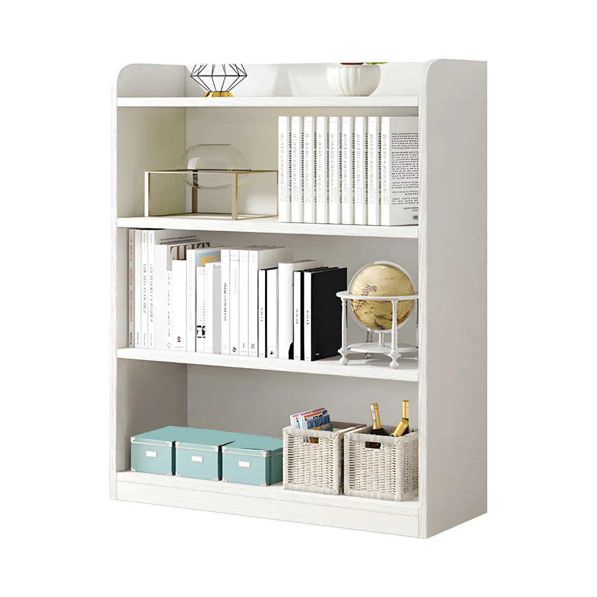 Simple Closed Back Small Wood Storage Bookcase White Image - 10