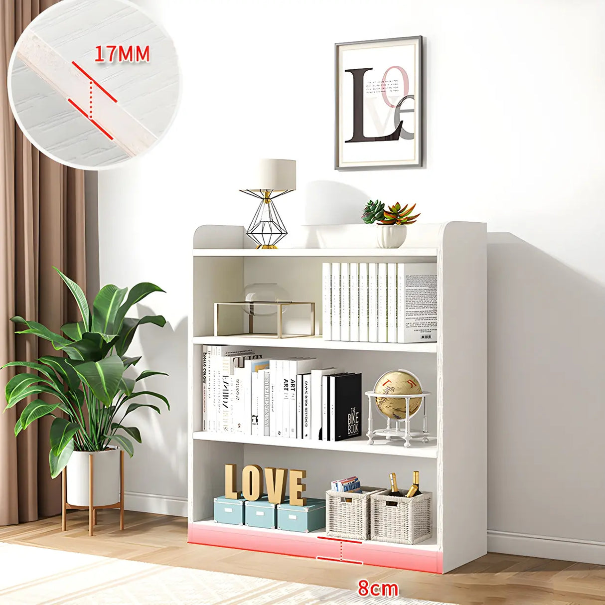 Simple Closed Back Small Wood Storage Bookcase White Image - 11