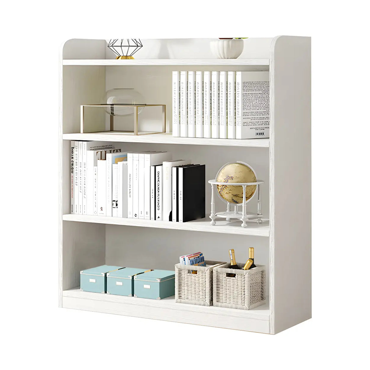Simple Closed Back Small Wood Storage Bookcase White Image - 12