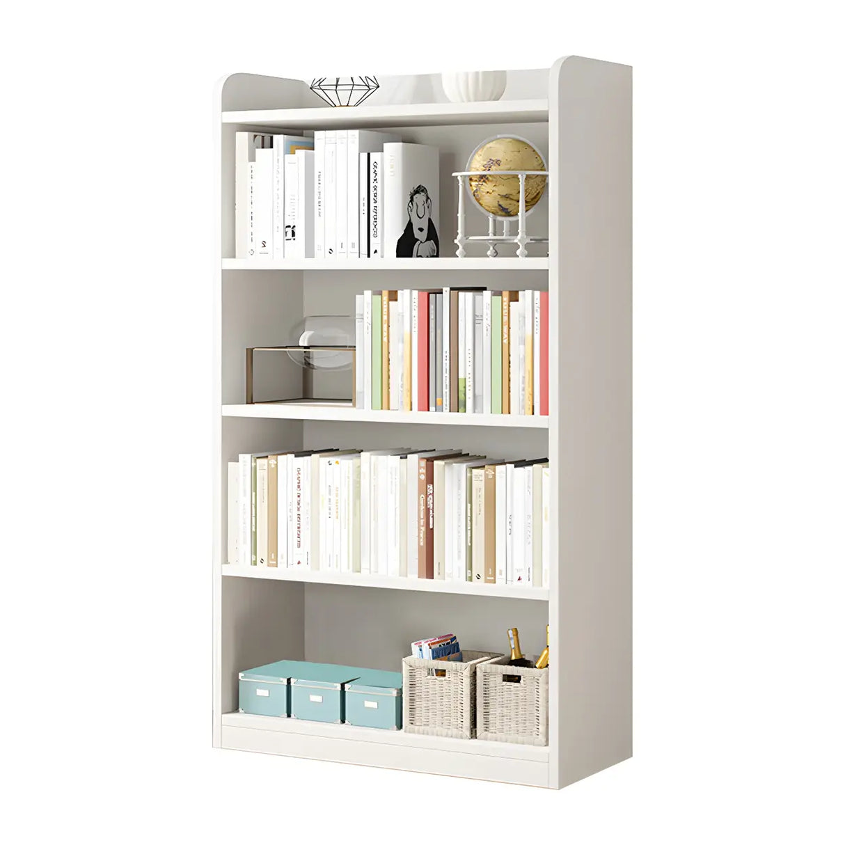 Simple Closed Back Small Wood Storage Bookcase White Image - 13