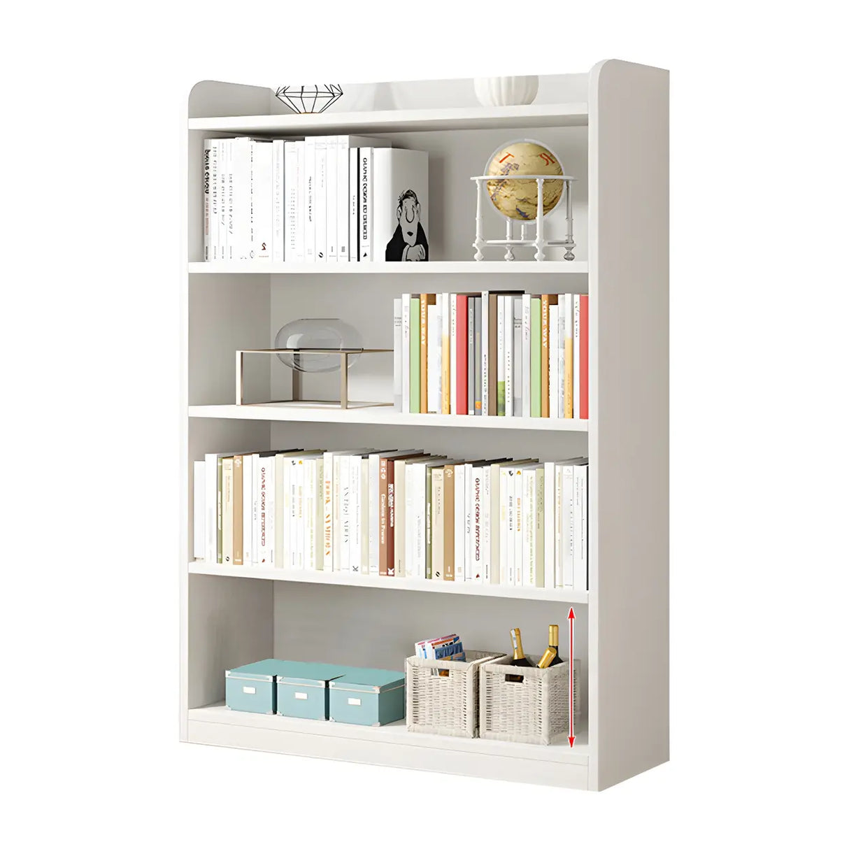 Simple Closed Back Small Wood Storage Bookcase White Image - 14