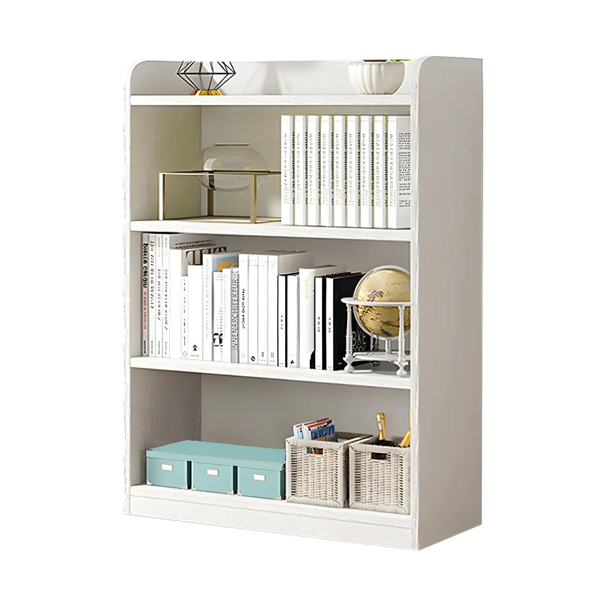 Simple Closed Back Small Wood Storage Bookcase White Image - 16