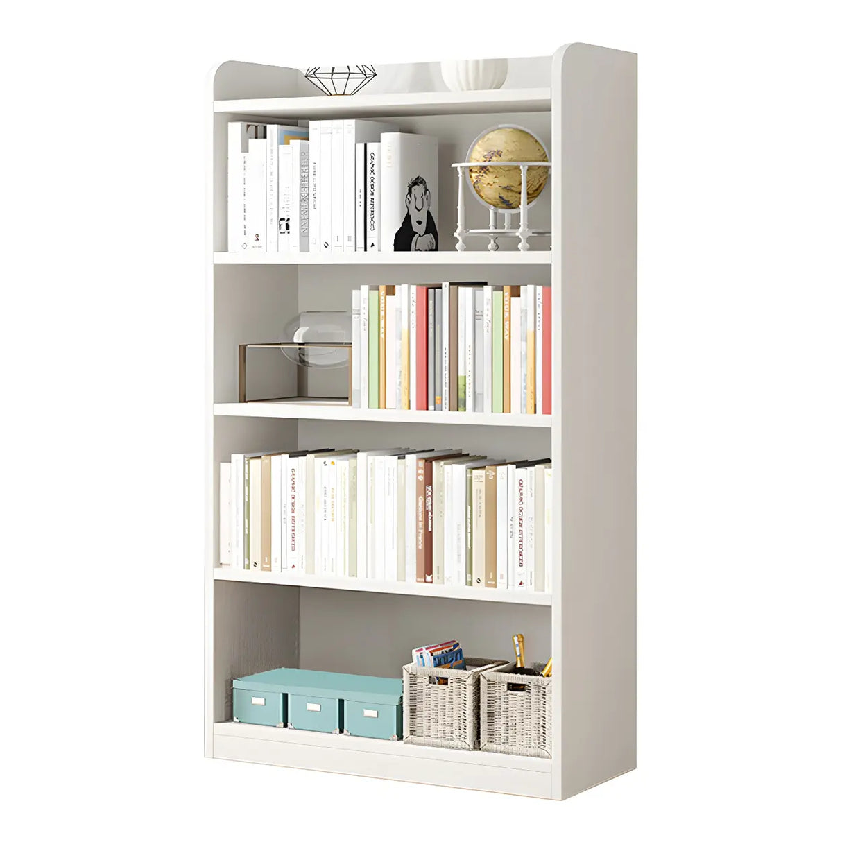 Simple Closed Back Small Wood Storage Bookcase White Image - 18