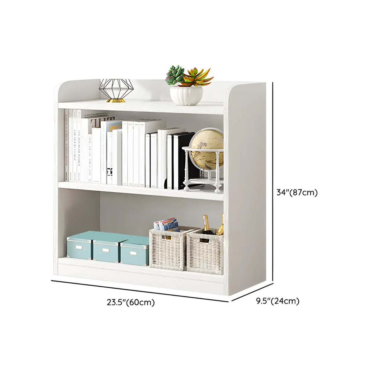 Simple Closed Back Small Wood Storage Bookcase White
