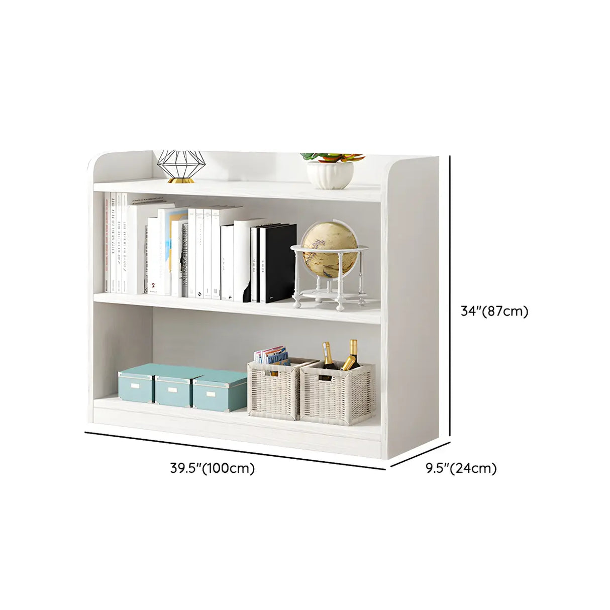 Simple Closed Back Small Wood Storage Bookcase White Image - 21