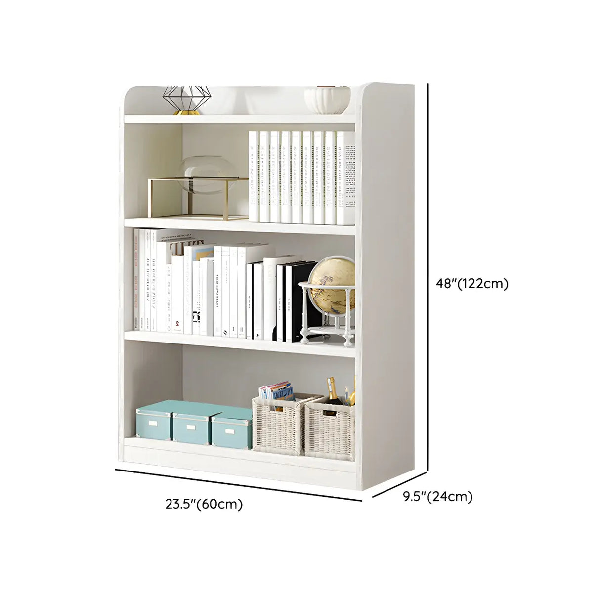 Simple Closed Back Small Wood Storage Bookcase White Image - 22