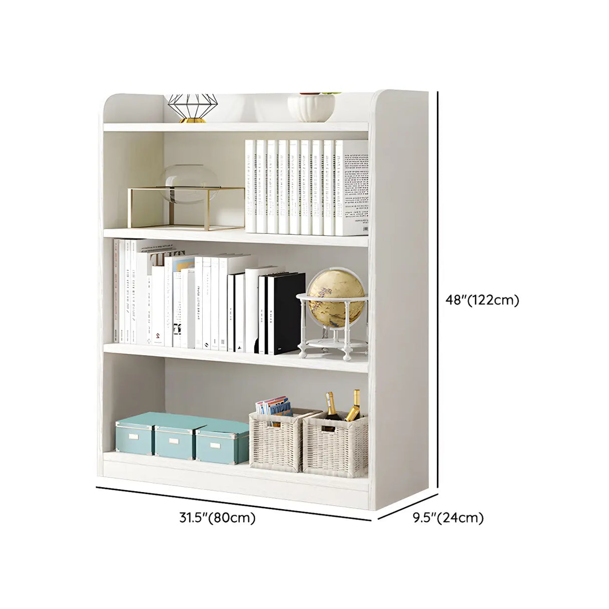 Simple Closed Back Small Wood Storage Bookcase White Image - 23
