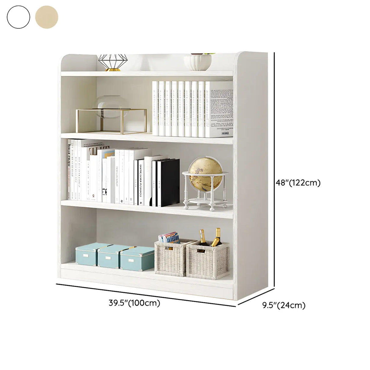 Simple Closed Back Small Wood Storage Bookcase White Image - 24