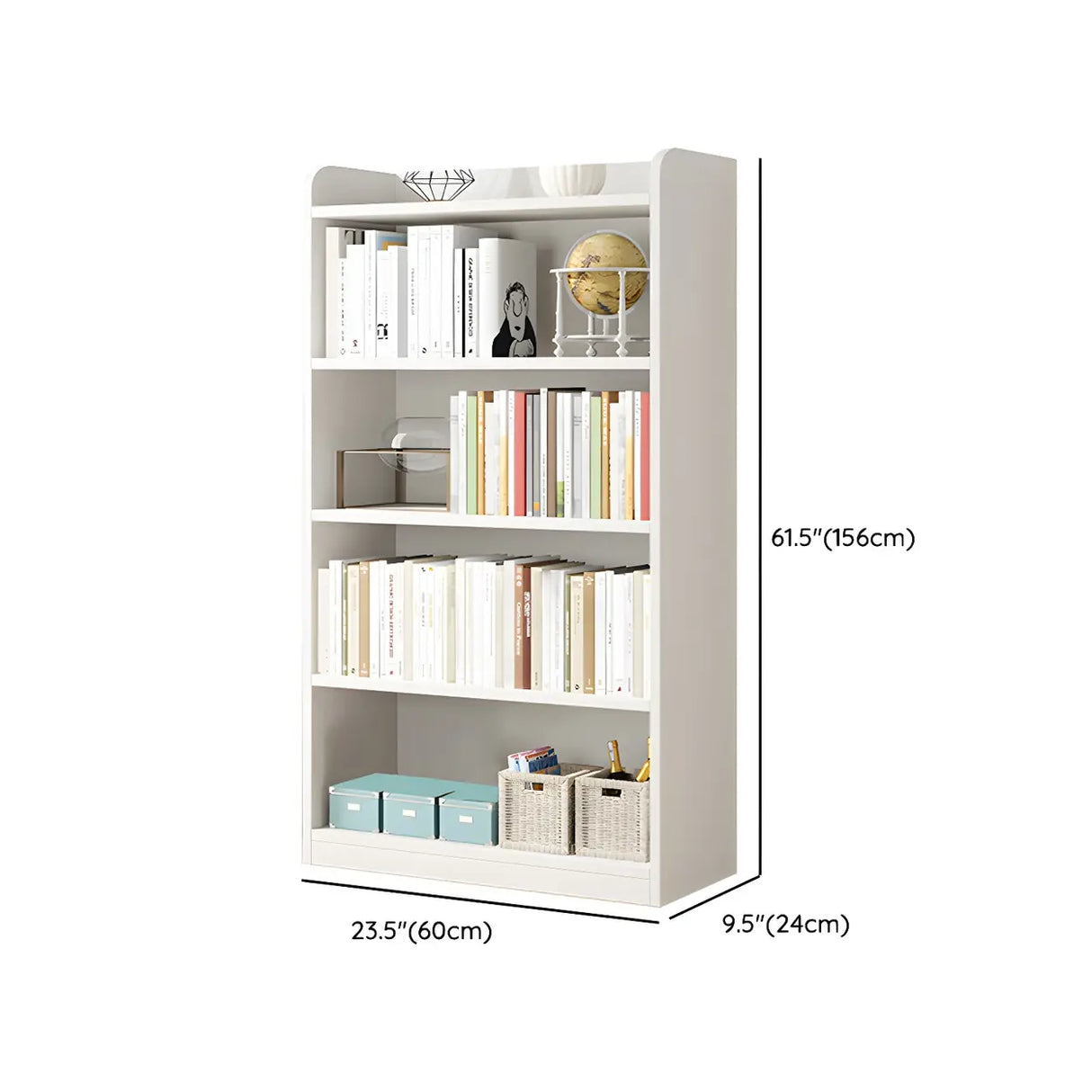 Simple Closed Back Small Wood Storage Bookcase White Image - 25