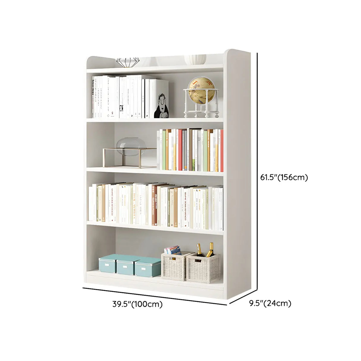 Simple Closed Back Small Wood Storage Bookcase White Image - 27