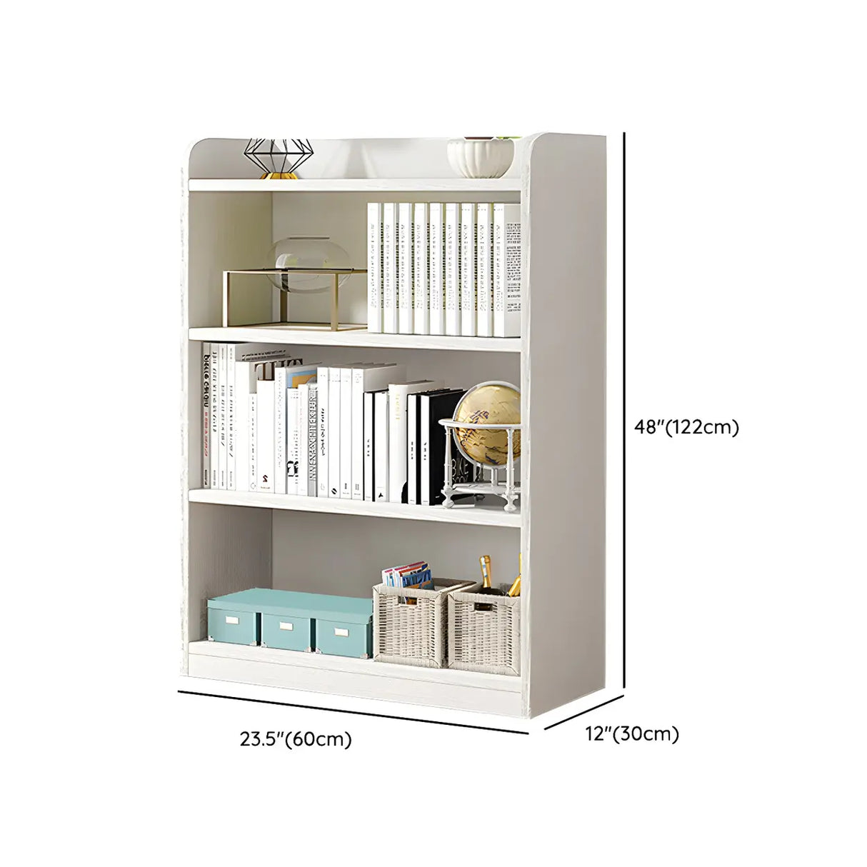 Simple Closed Back Small Wood Storage Bookcase White Image - 31