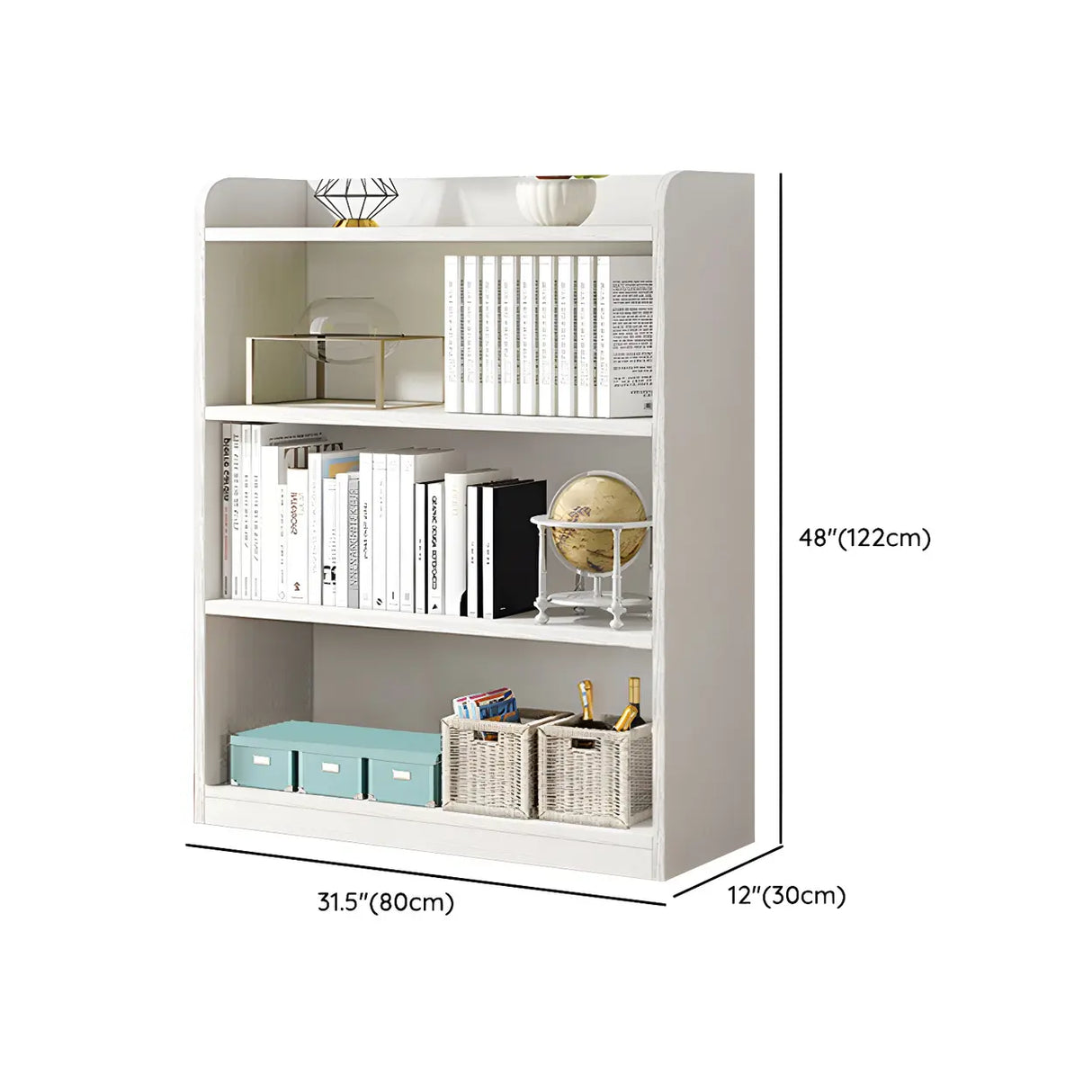 Simple Closed Back Small Wood Storage Bookcase White Image - 32