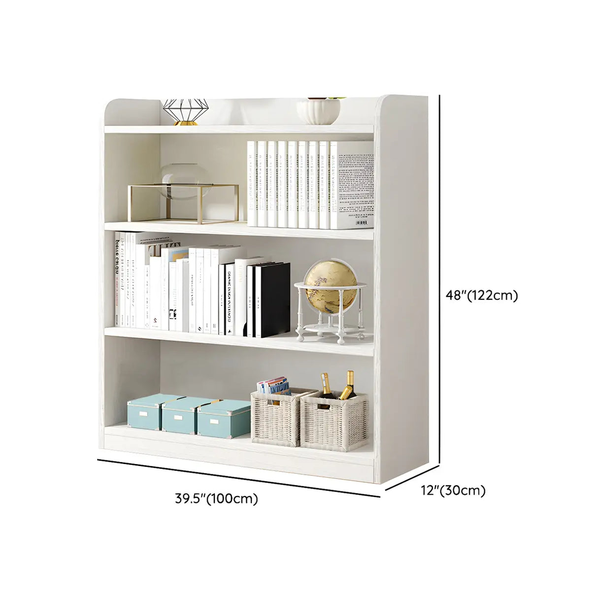 Simple Closed Back Small Wood Storage Bookcase White Image - 33