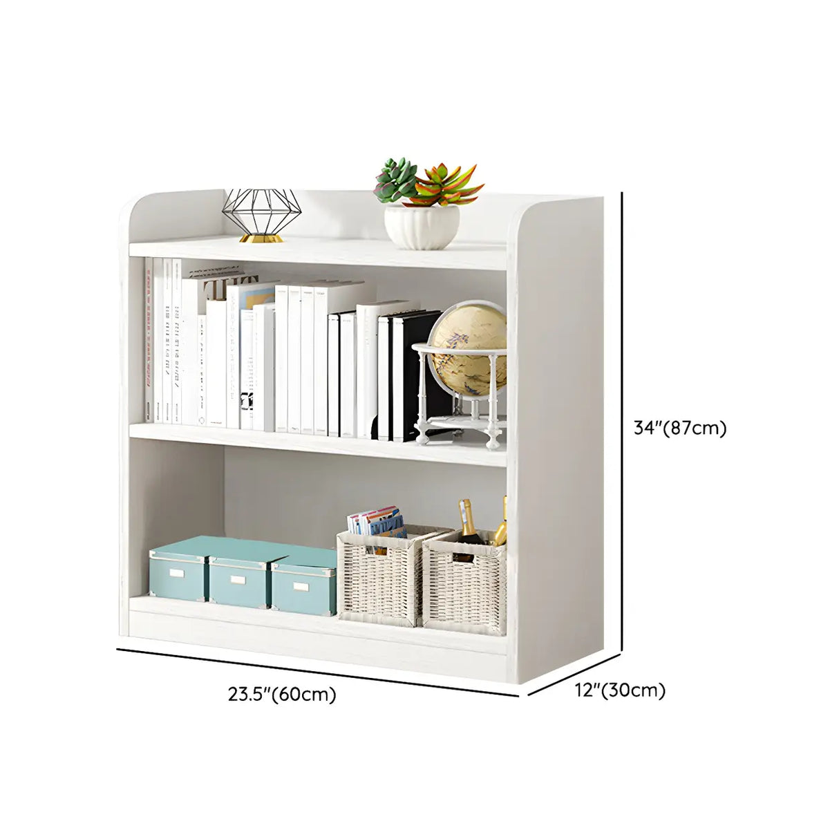 Simple Closed Back Small Wood Storage Bookcase White Image - 34