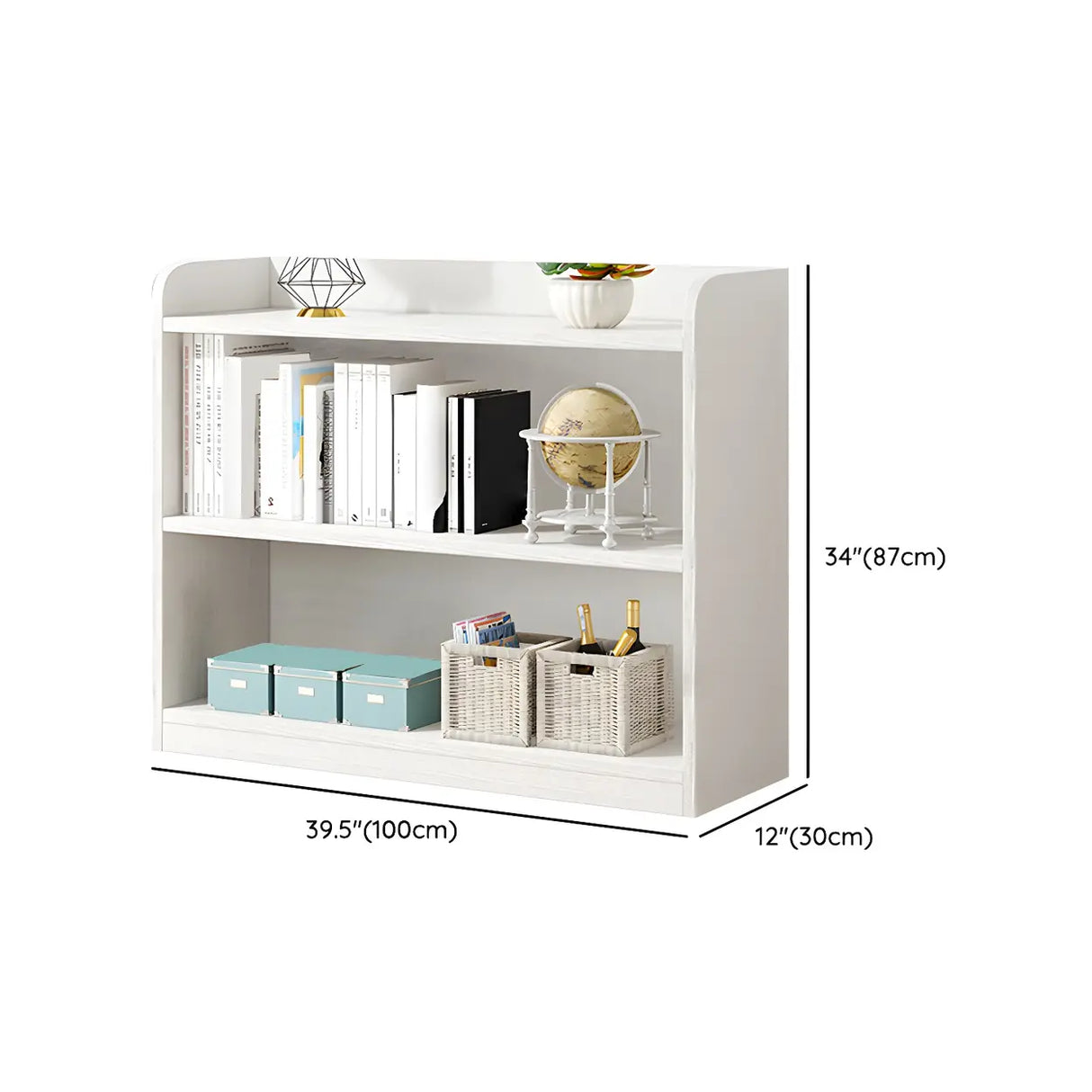 Simple Closed Back Small Wood Storage Bookcase White Image - 36