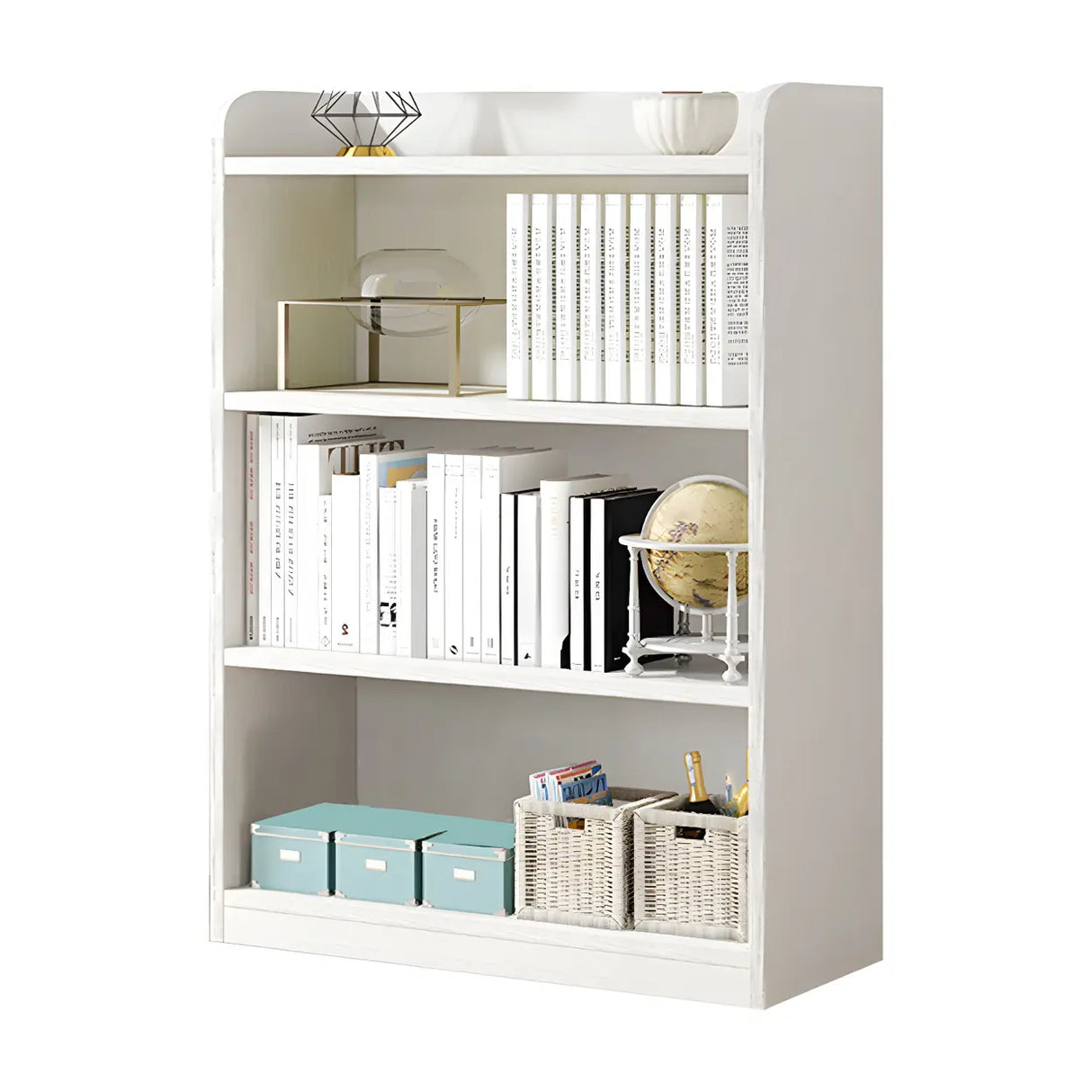 Simple Closed Back Small Wood Storage Bookcase White Image - 7