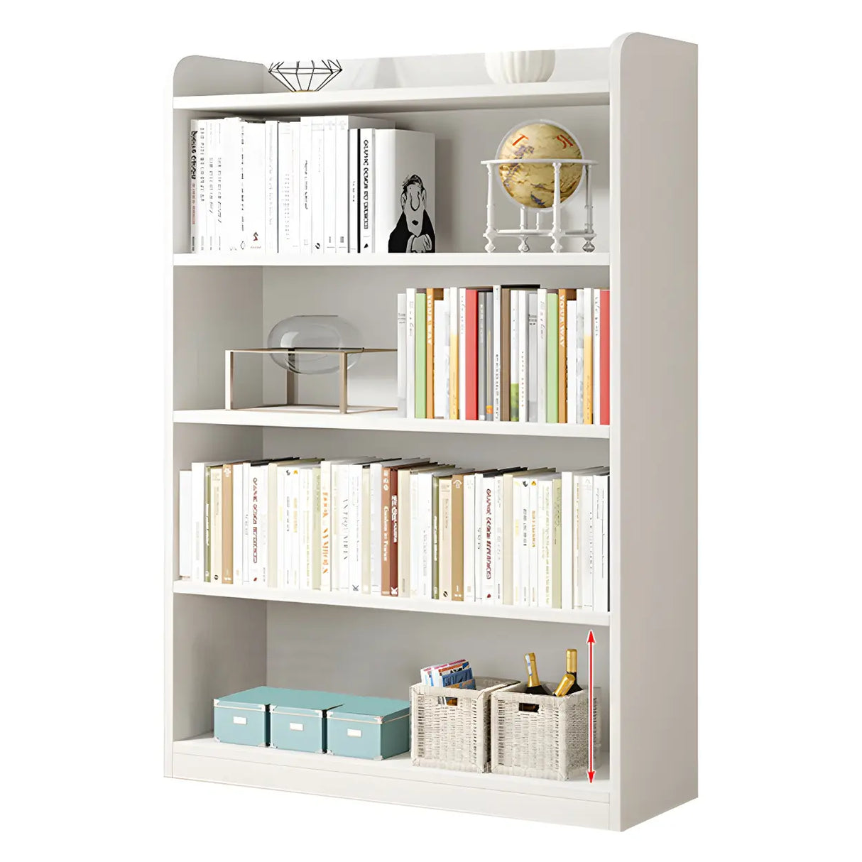 Simple Closed Back Small Wood Storage Bookcase White Image - 9