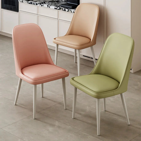 Simple Closed Back Solid Back Padded Upholstery Dining Chair Image - 1