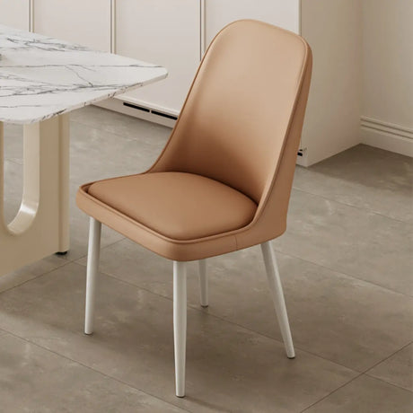 Simple Closed Back Solid Back Padded Upholstery Dining Chair Image - 2