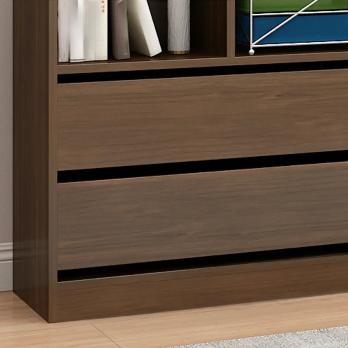 Simple Closed Back Wooden Rectangle Wide Bookcases Image - 12