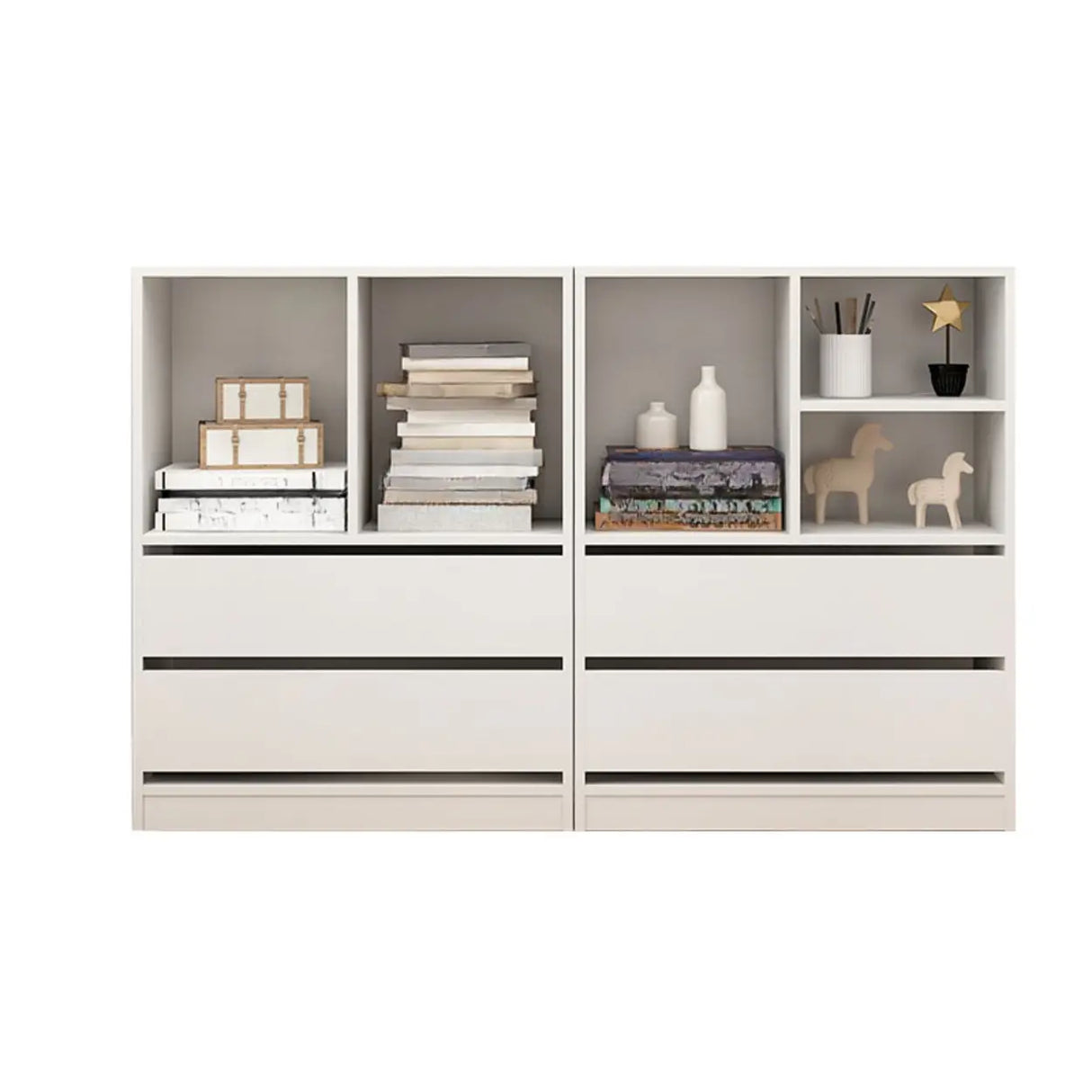 Simple Closed Back Wooden Rectangle Wide Bookcases Image - 13