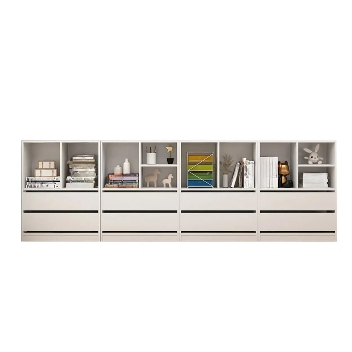 Simple Closed Back Wooden Rectangle Wide Bookcases Image - 15