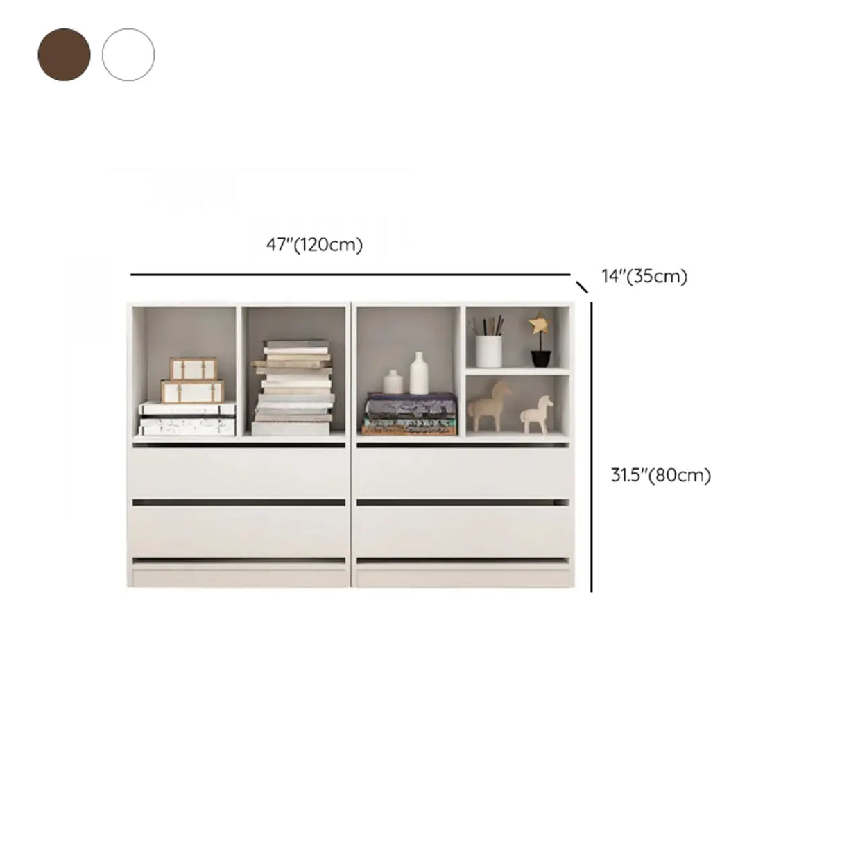 Simple Closed Back Wooden Rectangle Wide Bookcases Image - 18