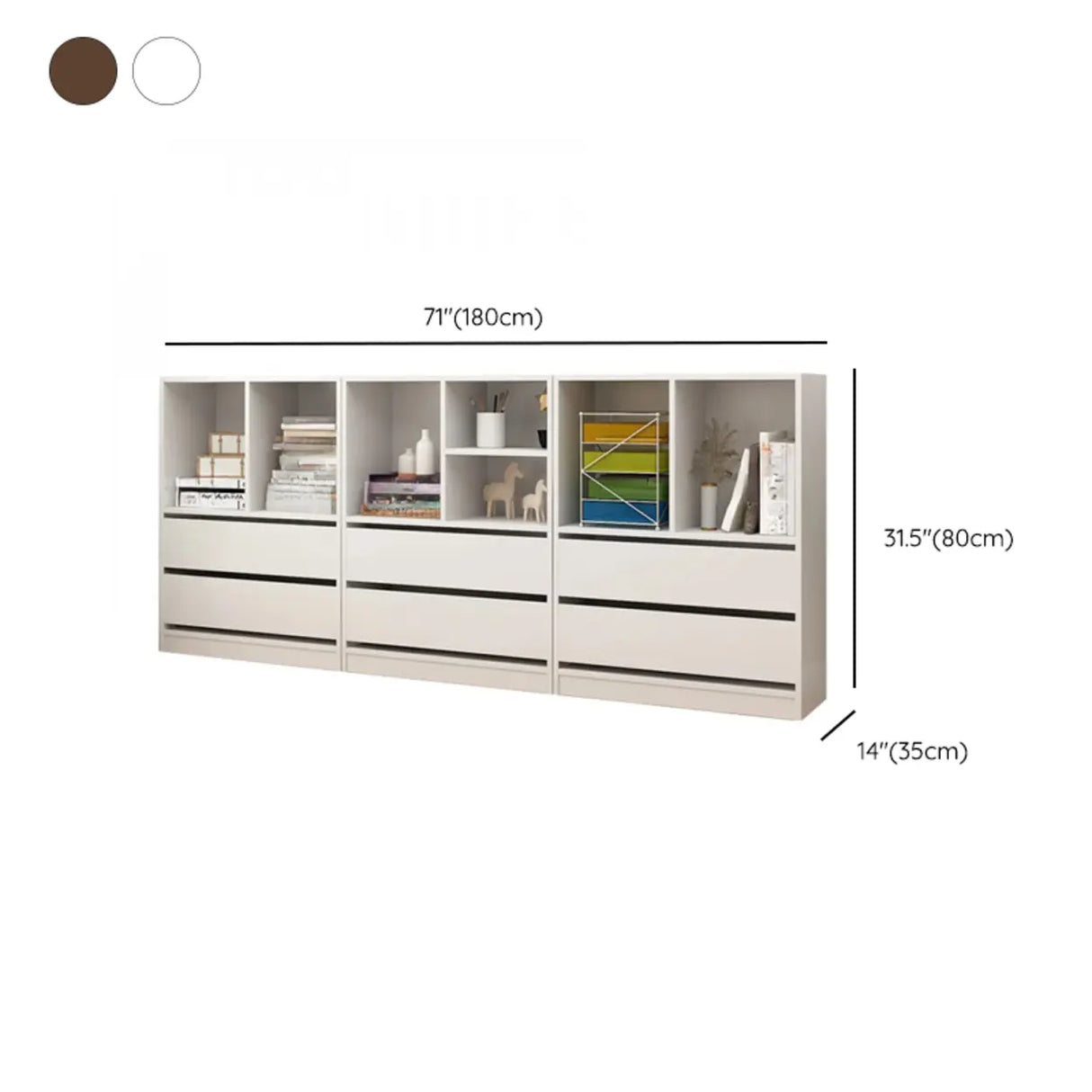 Simple Closed Back Wooden Rectangle Wide Bookcases Image - 19