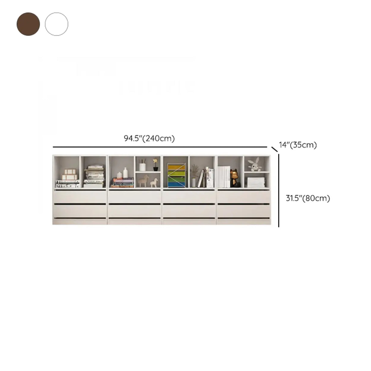 Simple Closed Back Wooden Rectangle Wide Bookcases Image - 20