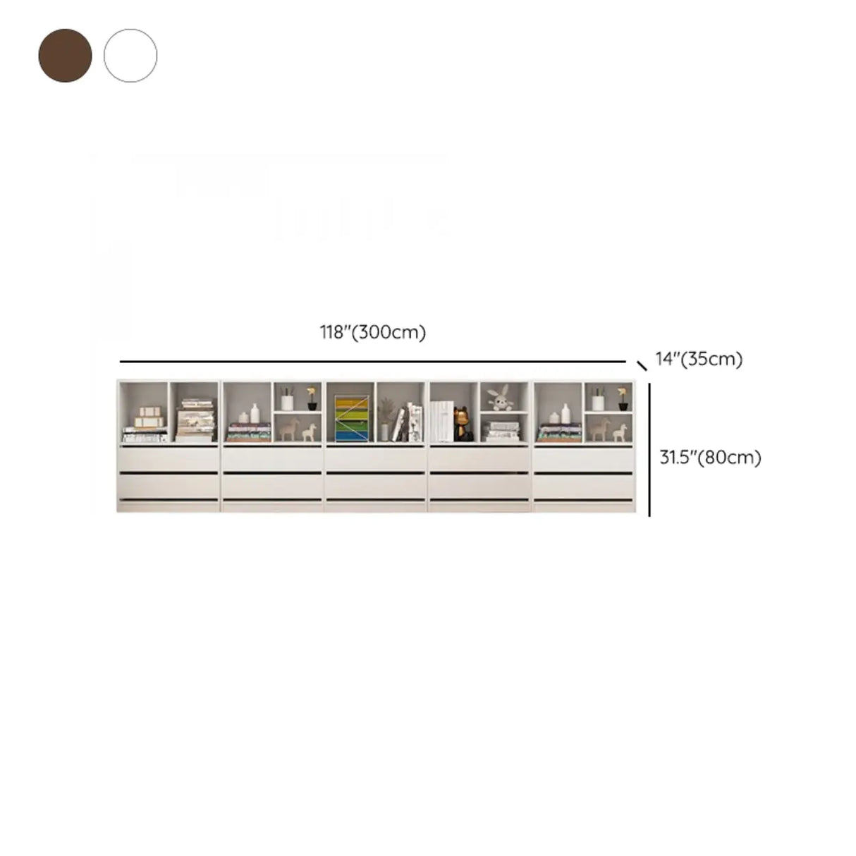 Simple Closed Back Wooden Rectangle Wide Bookcases Image - 21