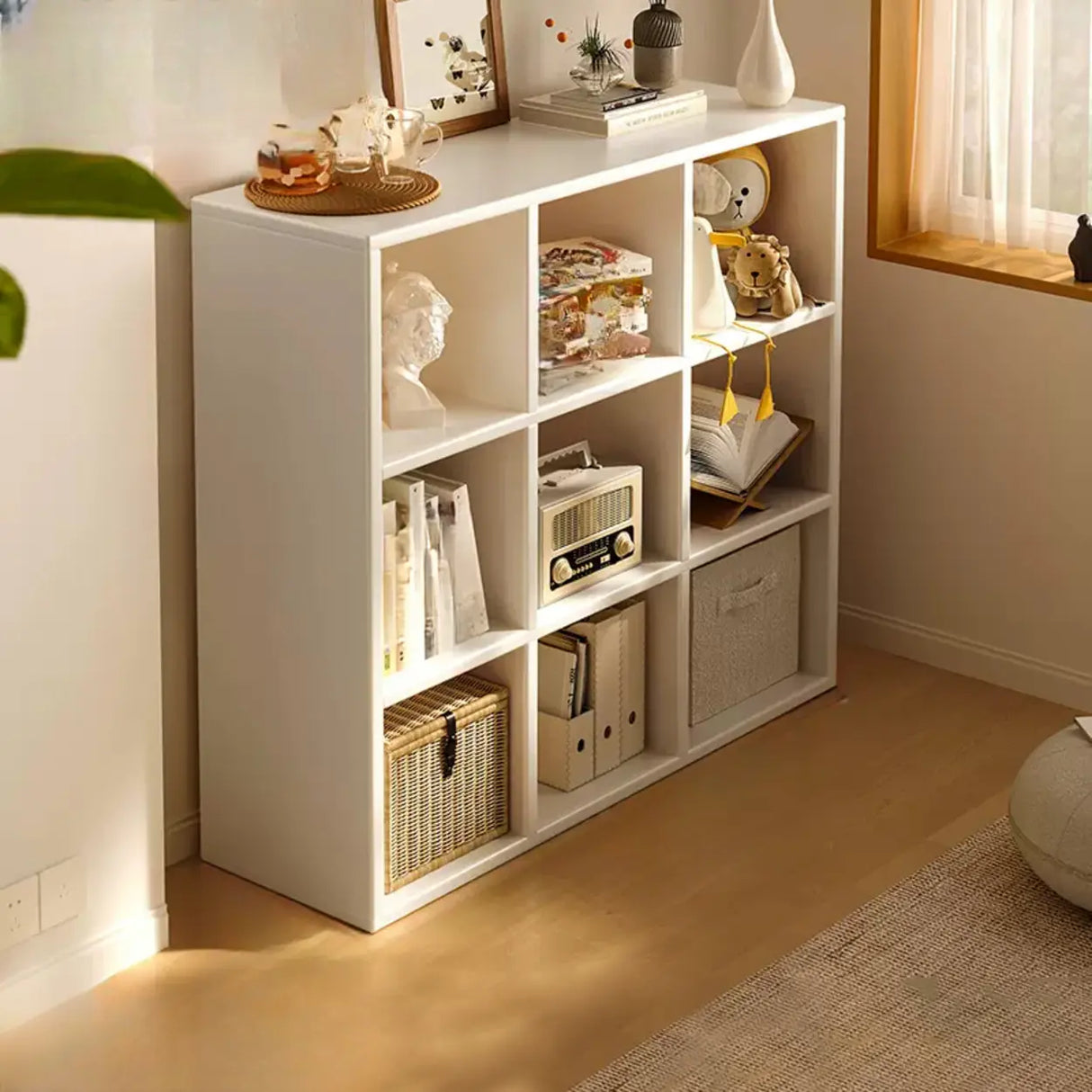 Simple Closed Reclaimed Wood Modular Cube Wide Bookcase Image - 10